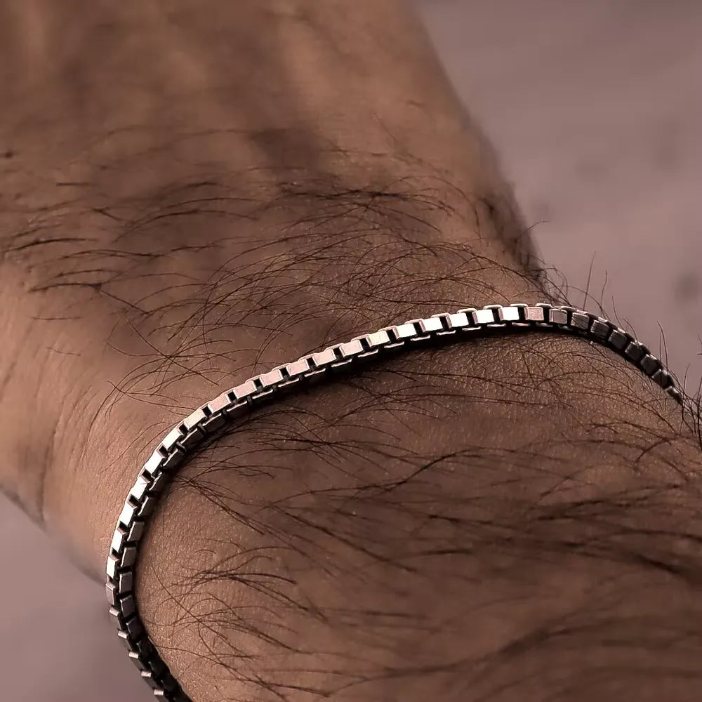 Silver Box Chain Minimalist Bracelet