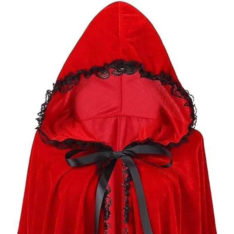 Halloween Costume Party Cosplay Red Hoodie Adult Performance Dress with Hooded Cape