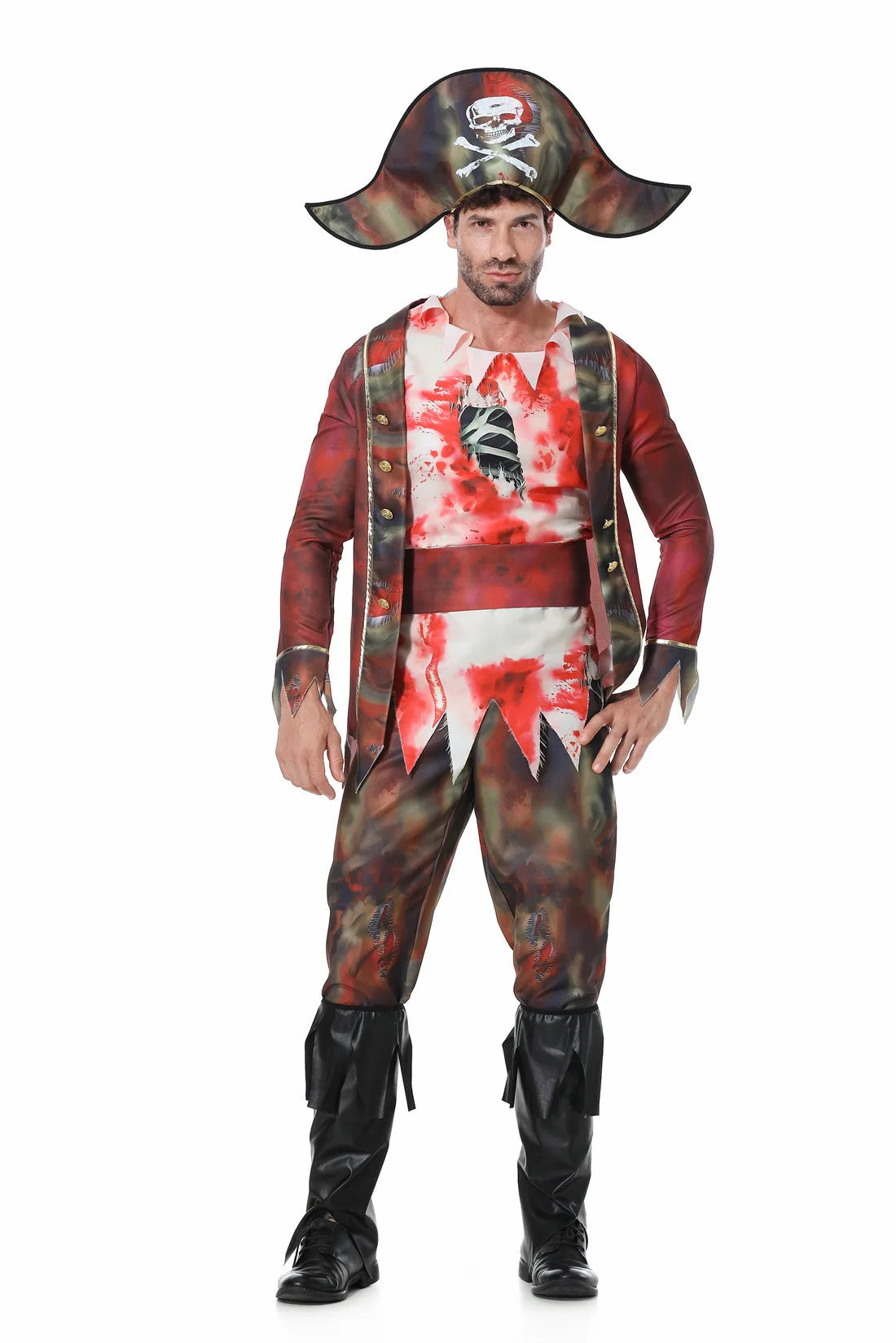 Adult Horror Couples Halloween Costume Men Zombie Pirate Outfit Women Ghost Bride Tattered Dress Scary Party Cosplay Fancy Dress