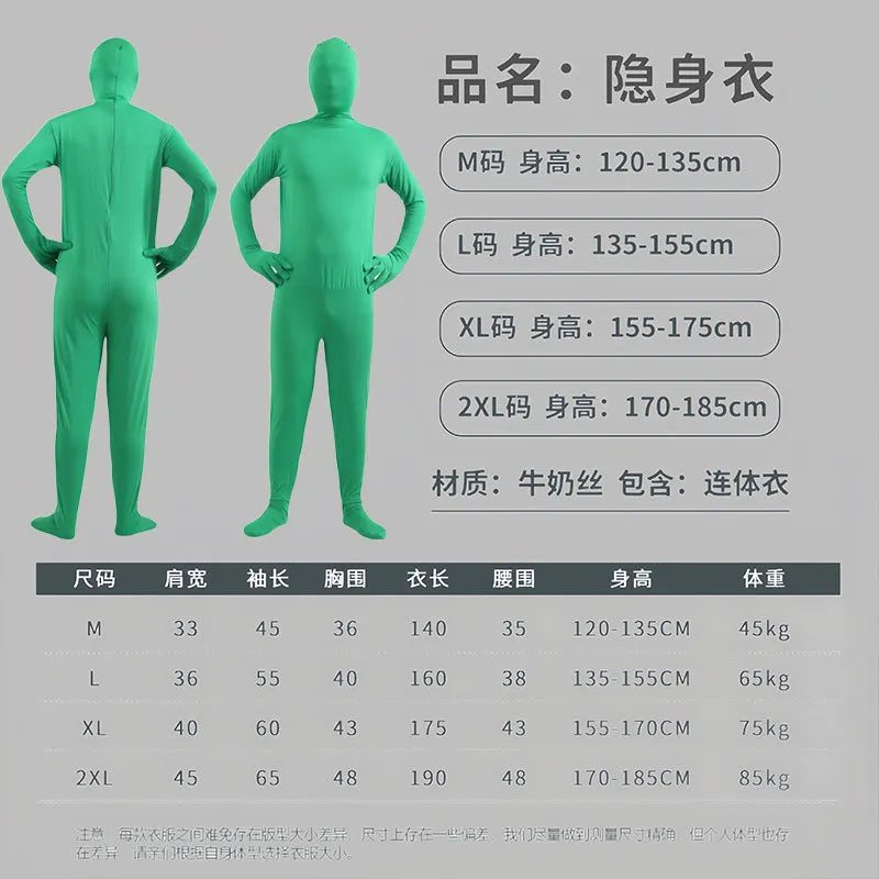 Disfraz Halloween Costume for Adults & Kids Solid Black JumpSuit Invisible Man & Cat Character Men's Tight Invisibility Clothes