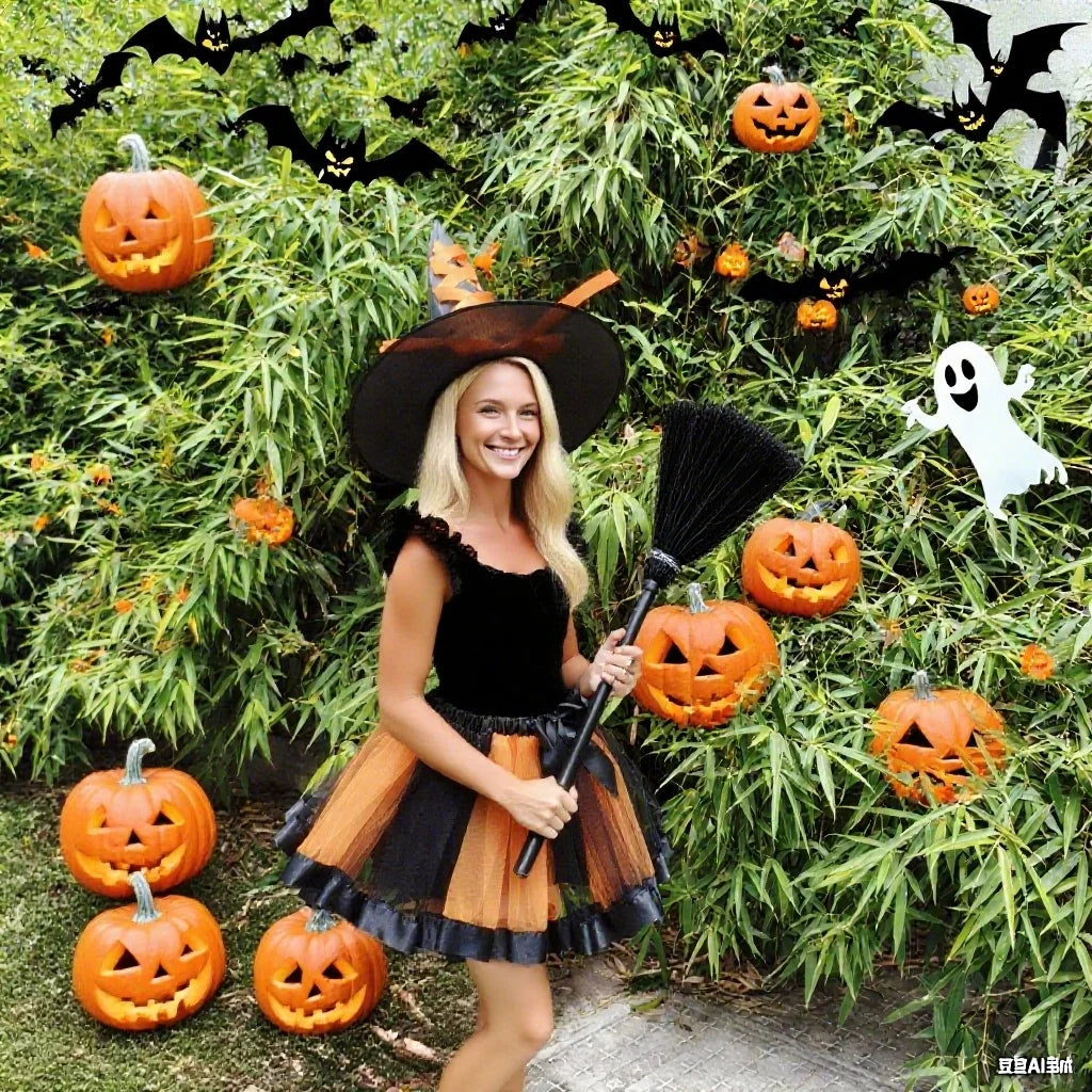 Adult Halloween Witch Costume Set Featuring Vibrant Hats Tulle Skirts Perfect for Halloween Parties Cosplay Events