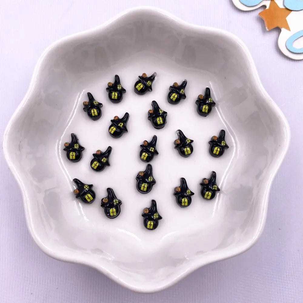 100pcs Resin Mini Colorful Cartoon Skull Pumpkin Bandage Love Flat back Rhinestone Nail Art Halloween Decor DIY Scrapbook Crafts