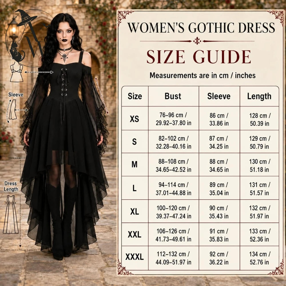 Witch Costume Women for Halloween Costumes Witch Dress Adults Medieval Vampire Butterfly Sleeve Mesh Gothic Outfits