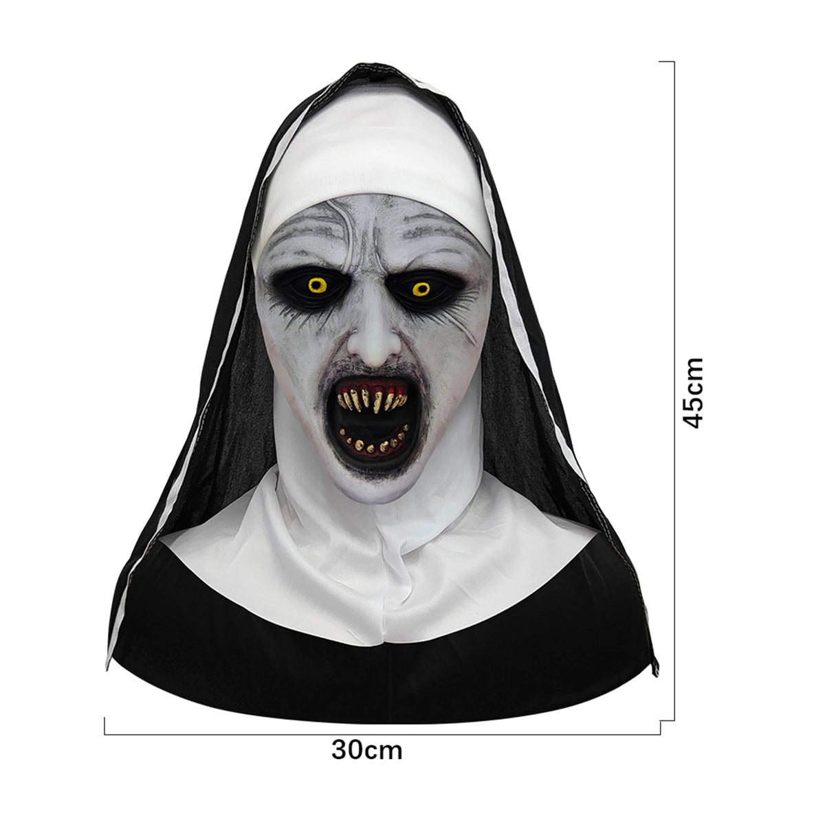 Adults Halloween Scary Nun Mask Full Head Mask Horror Cosplay Costume Accessory Theme Party Prank Props