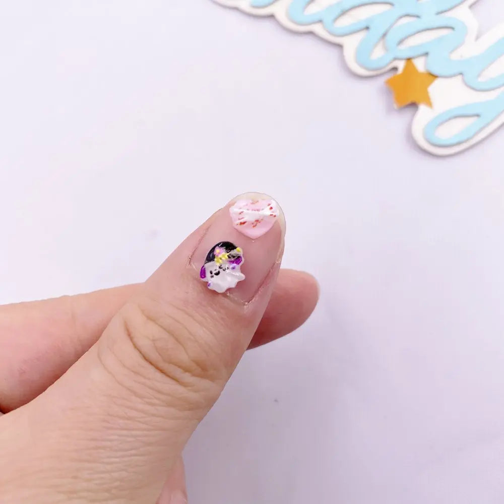 100pcs Resin Mini Colorful Cartoon Skull Pumpkin Bandage Love Flat back Rhinestone Nail Art Halloween Decor DIY Scrapbook Crafts