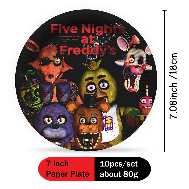FNAF Five Nights At Freddy´s Party Theme Halloween Decor Disposable Birthday Party Tableware Digital Balloon Background Supplie