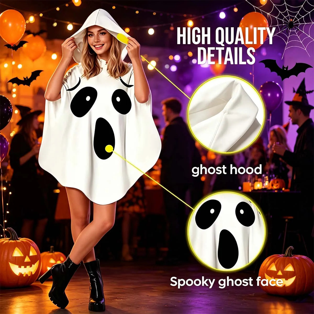 Halloween party party role elf white bat cosplay, both men and women, Halloween costume play, trick or treat