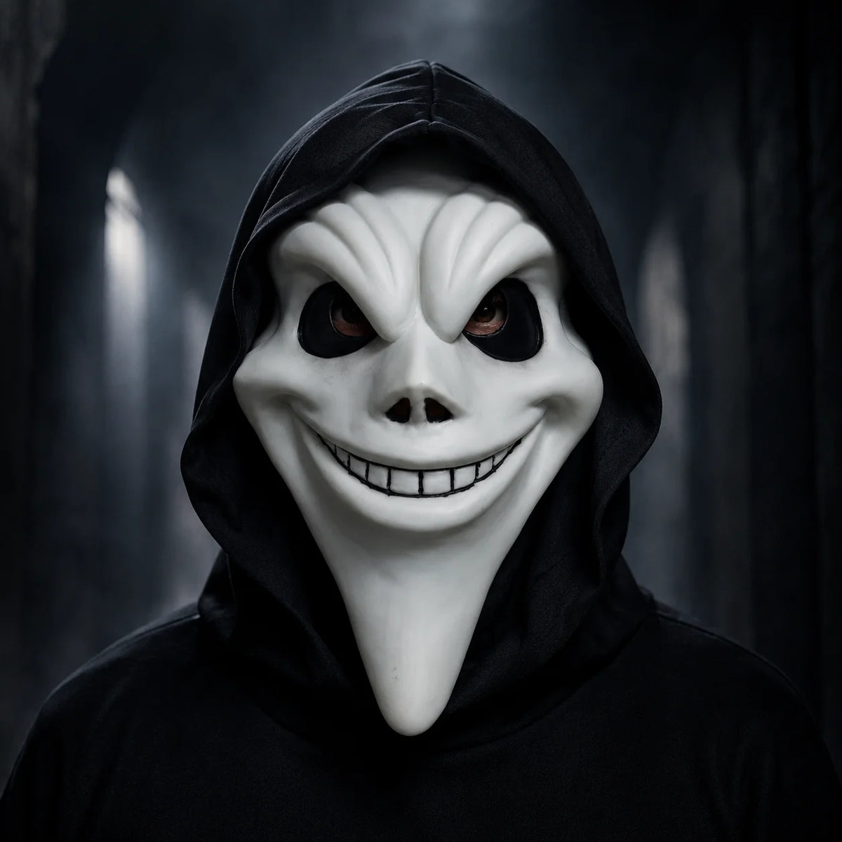Ghost Face Mask Halloween Cosplay Costume Funny Horror Killer Scary Movie Mask with Hood for Adults