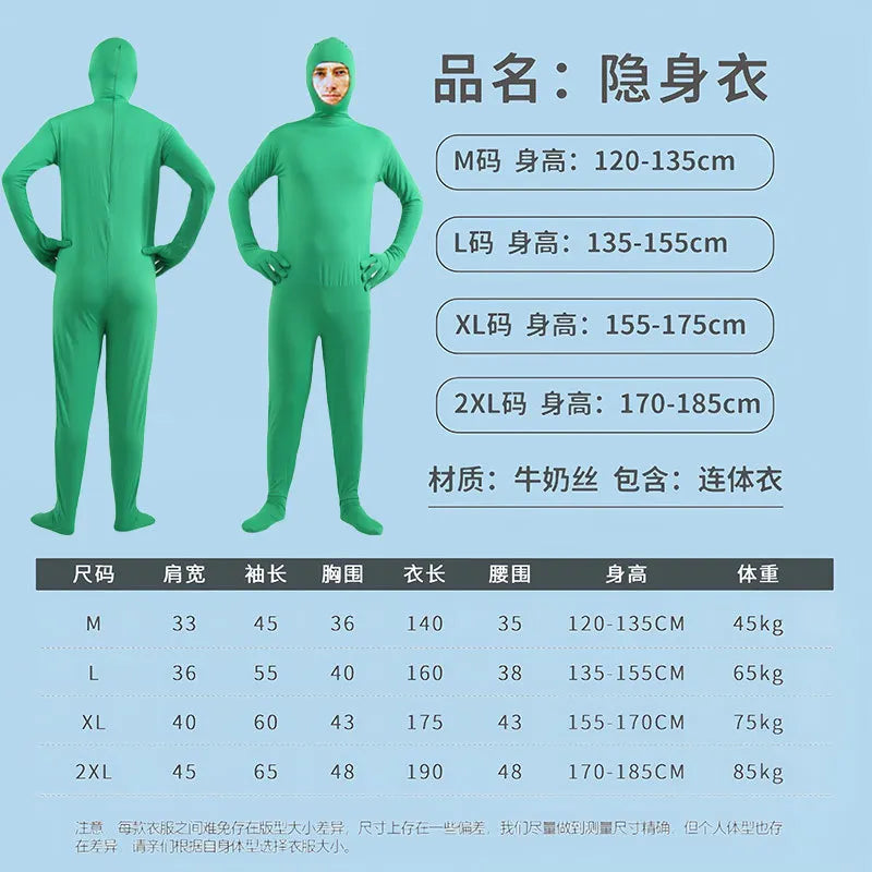 Disfraz Halloween Costume for Adults & Kids Solid Black JumpSuit Invisible Man & Cat Character Men's Tight Invisibility Clothes