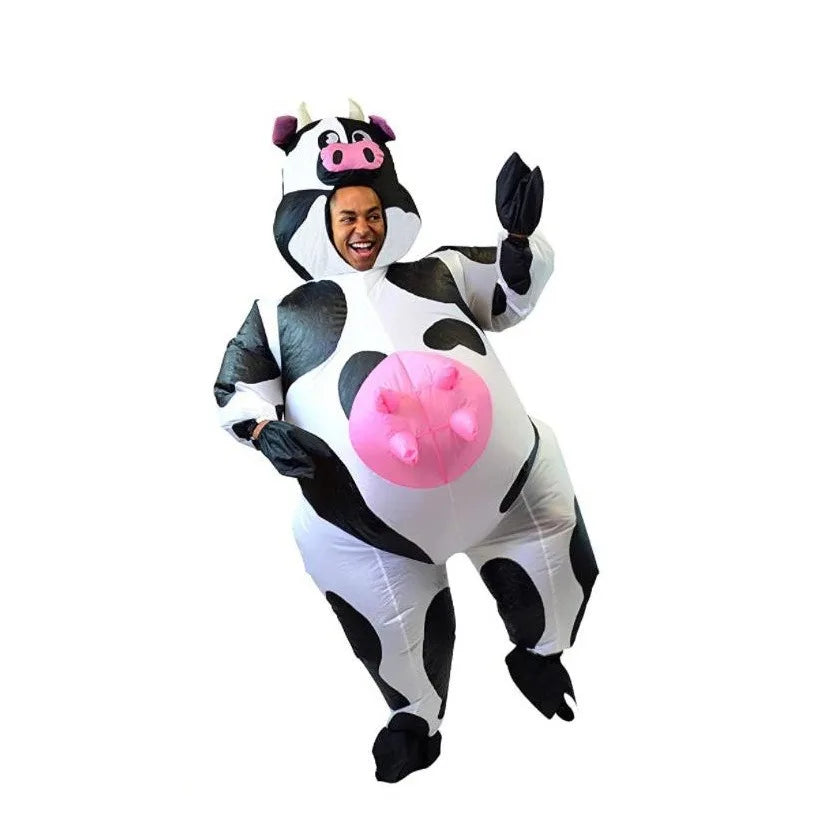 Mascot Cow Costume Halloween Party Inflatable Suit Cosplay Cartoon Doll Costume Animal Wear Clothing Prop Stage Performance
