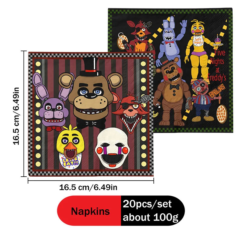 FNAF Five Nights At Freddy´s Party Theme Halloween Decor Disposable Birthday Party Tableware Digital Balloon Background Supplie