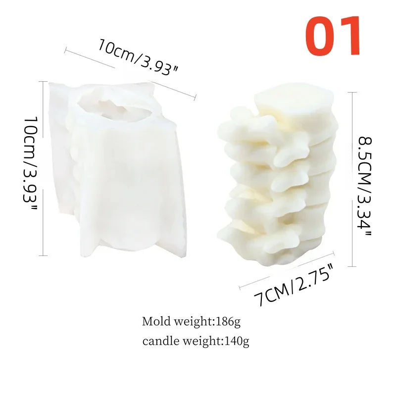 1pc Spine Candle Mold for Halloween Decor Premium Scented Candles 3D Broken Shell Egg Candle Silicon Mould Human Vertebrae Mold