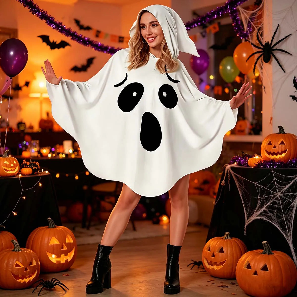 Halloween party party role elf white bat cosplay, both men and women, Halloween costume play, trick or treat