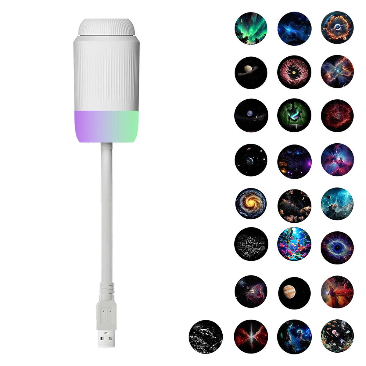 2 In 1 Usb Mini Galaxy Star Projector Night Light 12 Films Starry Sky Ambient Light For Car Home Decoration For Adults And Kids