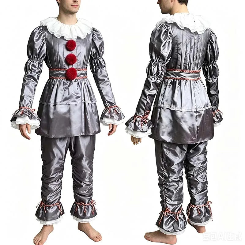 Adult Halloween Costumes Clown Cosplay Set - Revival Terror Horror Masquerade Carnival Clothing Outfits for Men Women