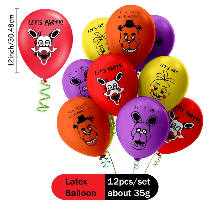 FNAF Five Nights At Freddy´s Party Theme Halloween Decor Disposable Birthday Party Tableware Digital Balloon Background Supplie