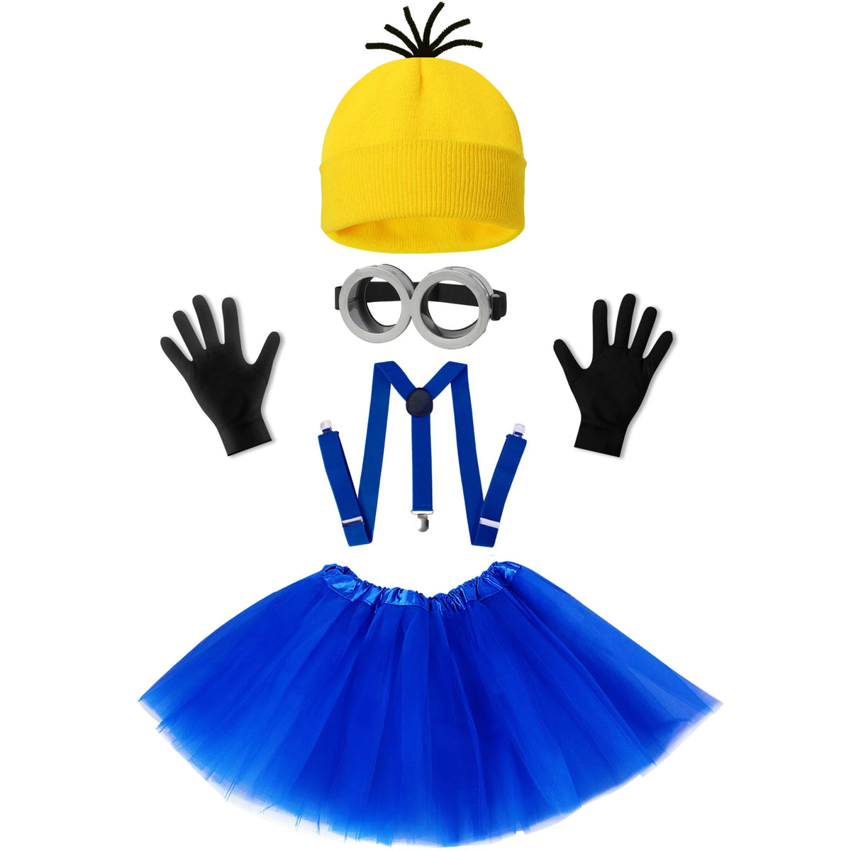 5 PCS Halloween Costume for Kids Girls,Goggles/Beanie/Tutu Skirt/Suspenders/Gloves Halloween Christmas Costume Accessories