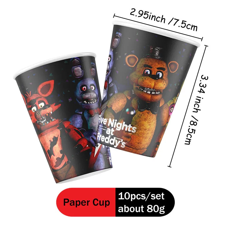 FNAF Five Nights At Freddy´s Party Theme Halloween Decor Disposable Birthday Party Tableware Digital Balloon Background Supplie