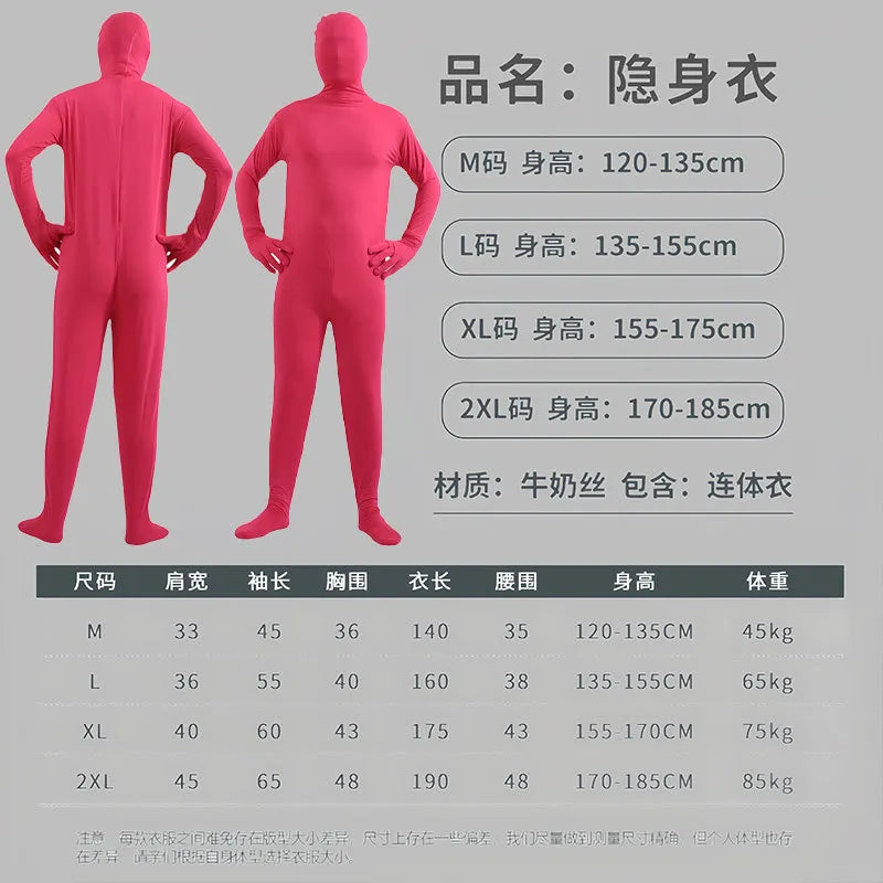 Disfraz Halloween Costume for Adults & Kids Solid Black JumpSuit Invisible Man & Cat Character Men's Tight Invisibility Clothes
