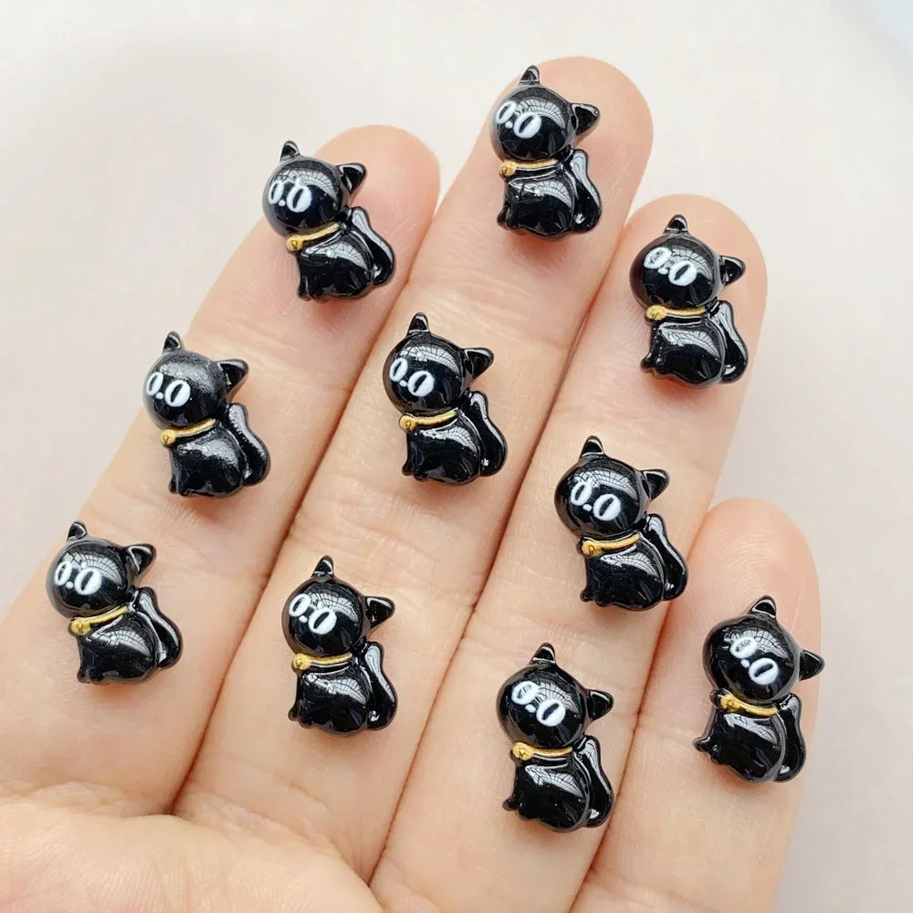 20pcs Resin Mini Colorful Painted Bat Pumpkin Skull Ghost Cat Figurines Flat back Scrapbook DIY Halloween Decor Nail Art Crafts