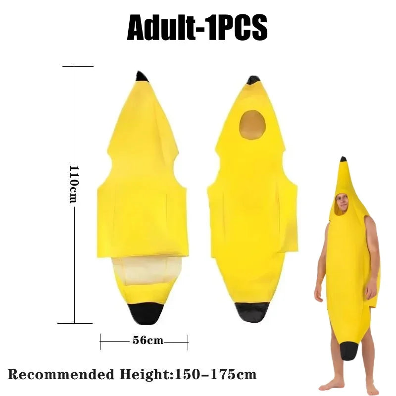 Funny Banana Halloween Costume For Kids Adults Theater Show Carnival Party Outfit Stage Performance Fancy Dress Comedy