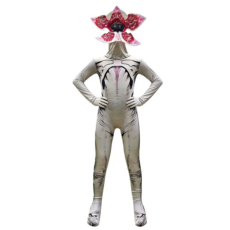2026 Kids Adult Halloween Man Eating Flower Jumpsuit Scarry Zombie Demogorgon Demo Cospaly Costume Party Masquerade Clothes