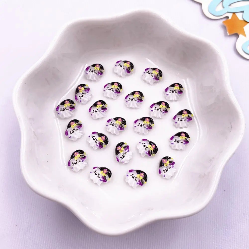 100pcs Resin Mini Colorful Cartoon Skull Pumpkin Bandage Love Flat back Rhinestone Nail Art Halloween Decor DIY Scrapbook Crafts