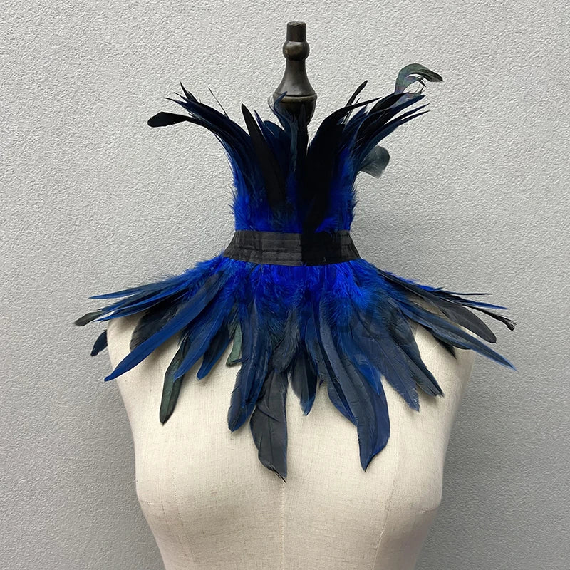 Feather Choker Black Gothic Clothes Accessories Luxury Fur Shawl Party Cosplay Feather Scarf Women Halloween Decor Feather Scarf