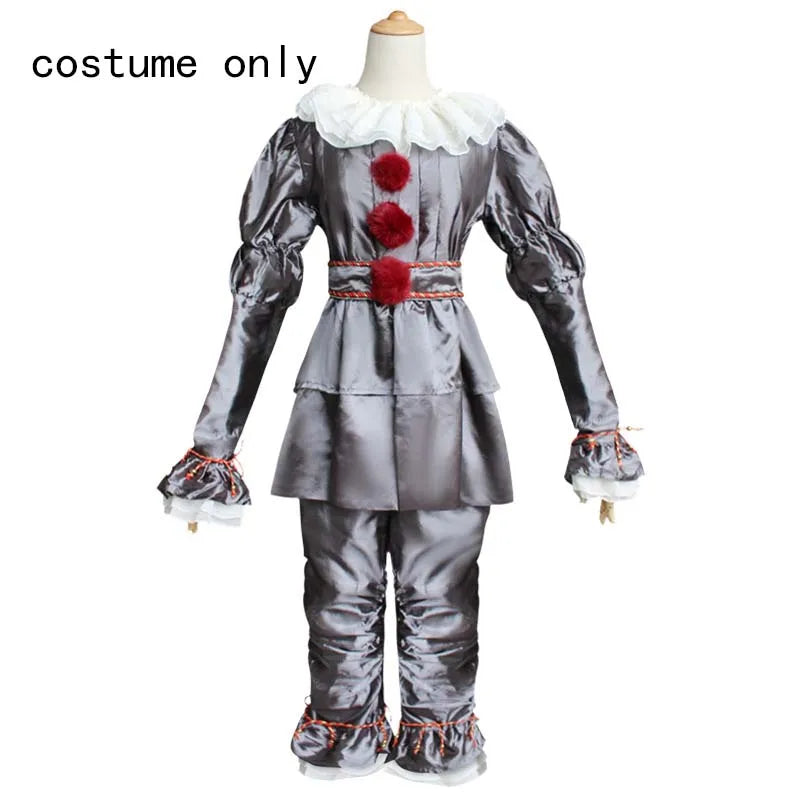 Adult Halloween Costumes Clown Cosplay Set - Revival Terror Horror Masquerade Carnival Clothing Outfits for Men Women