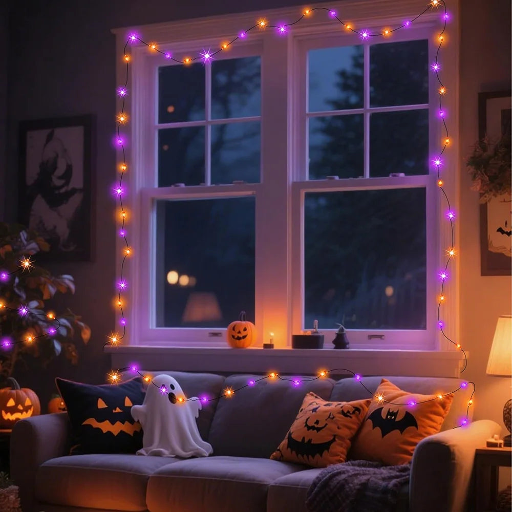 5M/10M/20M LED Halloween Purple Orange String Fairy Lights Outdoor Battery Box/USB For Christmas Party Garden Halloween Decor