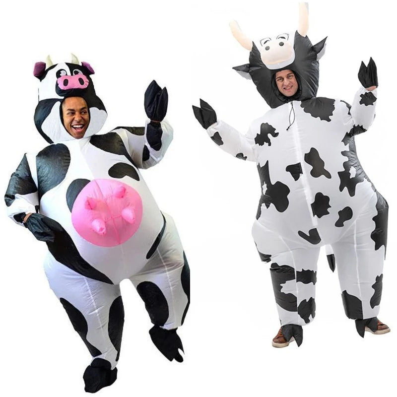 Mascot Cow Costume Halloween Party Inflatable Suit Cosplay Cartoon Doll Costume Animal Wear Clothing Prop Stage Performance