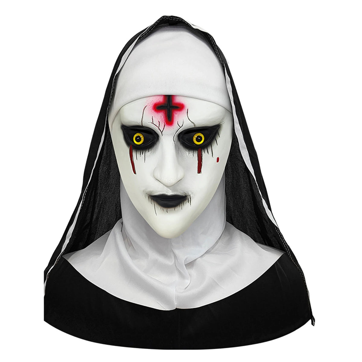 Adults Halloween Scary Nun Mask Full Head Mask Horror Cosplay Costume Accessory Theme Party Prank Props