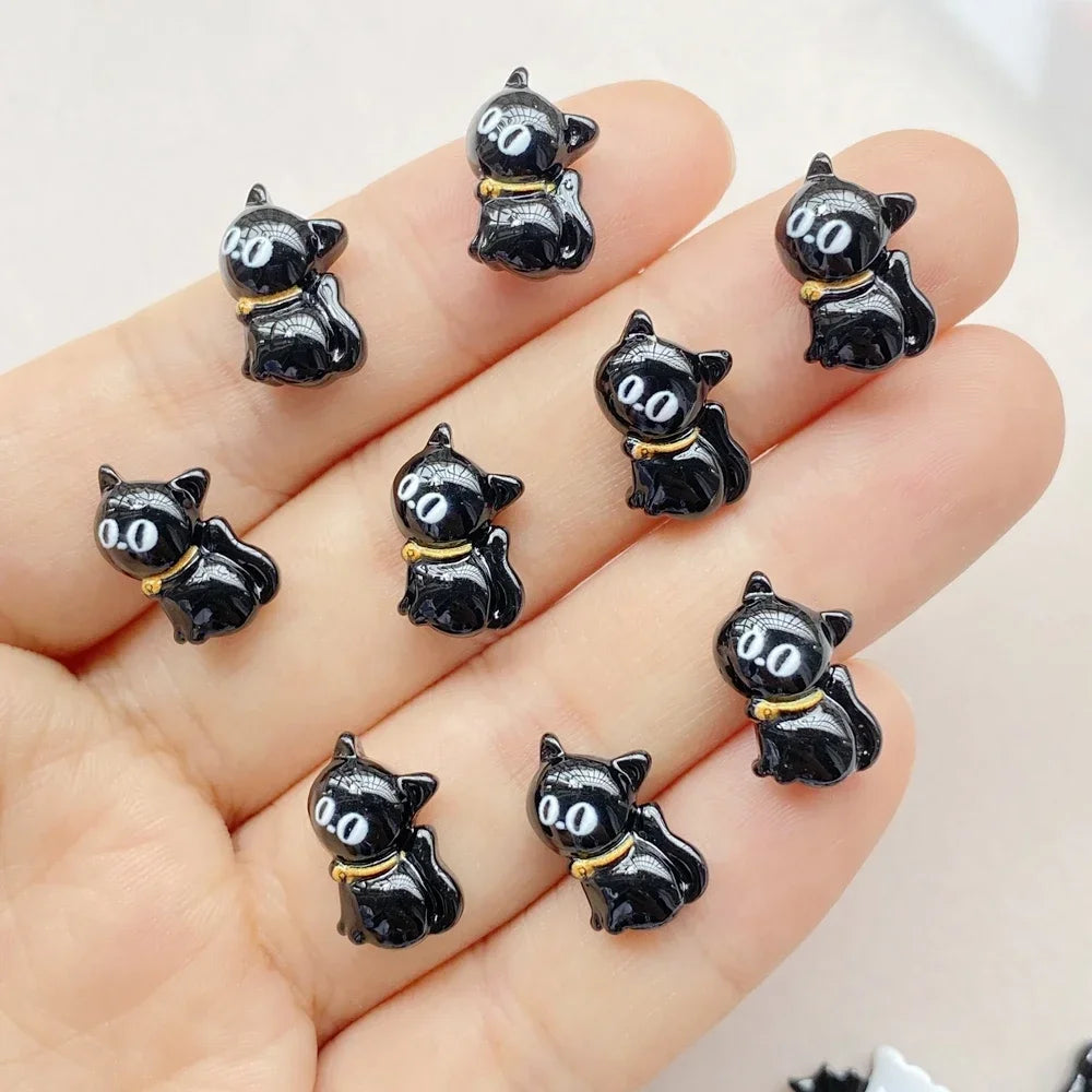 20pcs Resin Mini Colorful Painted Bat Pumpkin Skull Ghost Cat Figurines Flat back Scrapbook DIY Halloween Decor Nail Art Crafts