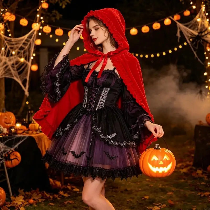 Women Costume Cloak Halloween Christmas Party Dress Up Outfit for Adult 6XDA