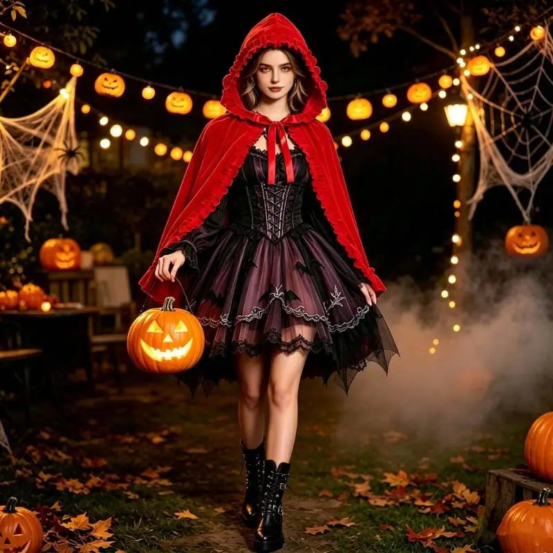 Women Costume Cloak Halloween Christmas Party Dress Up Outfit for Adult 6XDA
