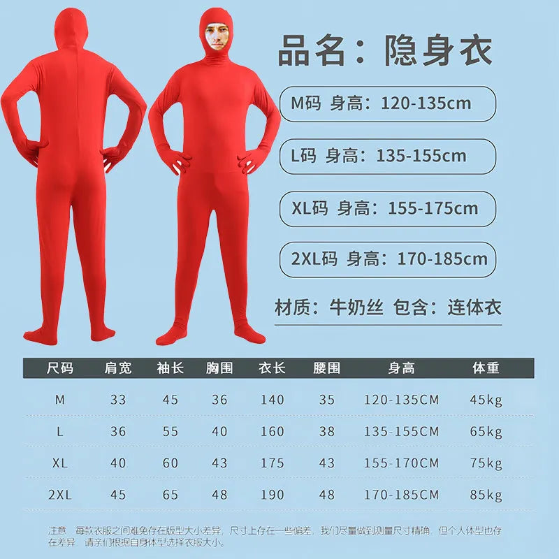 Disfraz Halloween Costume for Adults & Kids Solid Black JumpSuit Invisible Man & Cat Character Men's Tight Invisibility Clothes