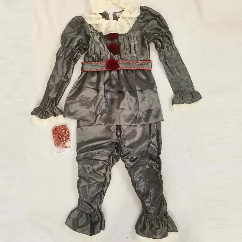 Adult Halloween Costumes Clown Cosplay Set - Revival Terror Horror Masquerade Carnival Clothing Outfits for Men Women