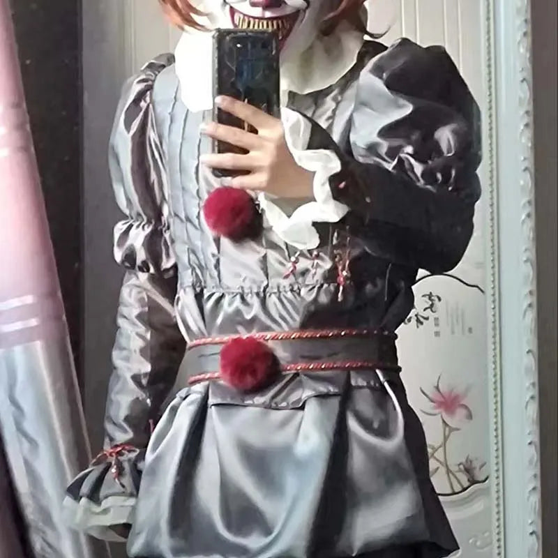 Adult Halloween Costumes Clown Cosplay Set - Revival Terror Horror Masquerade Carnival Clothing Outfits for Men Women