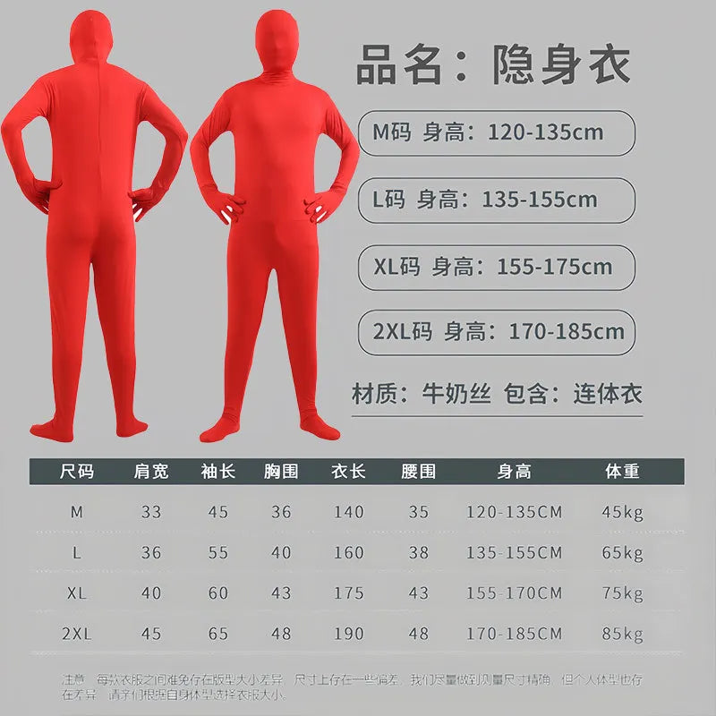 Disfraz Halloween Costume for Adults & Kids Solid Black JumpSuit Invisible Man & Cat Character Men's Tight Invisibility Clothes