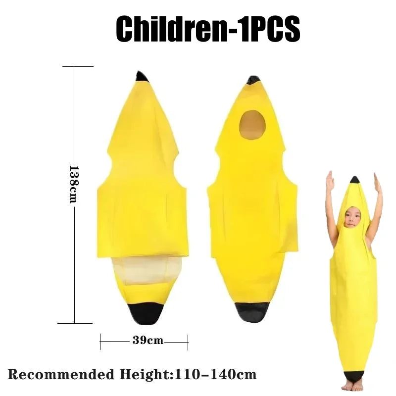 Funny Banana Halloween Costume For Kids Adults Theater Show Carnival Party Outfit Stage Performance Fancy Dress Comedy