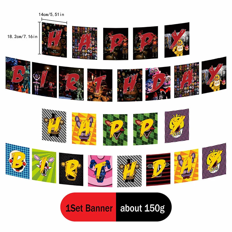 FNAF Five Nights At Freddy´s Party Theme Halloween Decor Disposable Birthday Party Tableware Digital Balloon Background Supplie