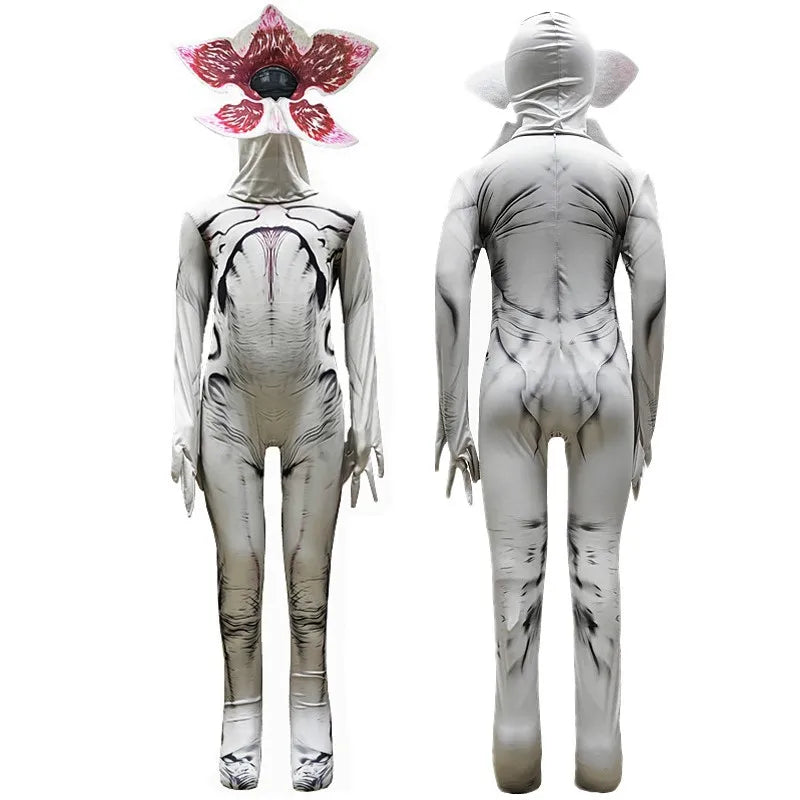 2026 Kids Adult Halloween Man Eating Flower Jumpsuit Scarry Zombie Demogorgon Demo Cospaly Costume Party Masquerade Clothes
